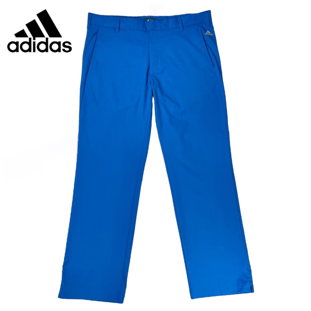 Adidas Men’s 35x30 Bright Blue Golf Pants W/ Gray Logo & 3 Stripe‎